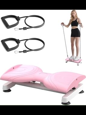 Portable Pink Aerobic Twist Stepper with Resistance Bands